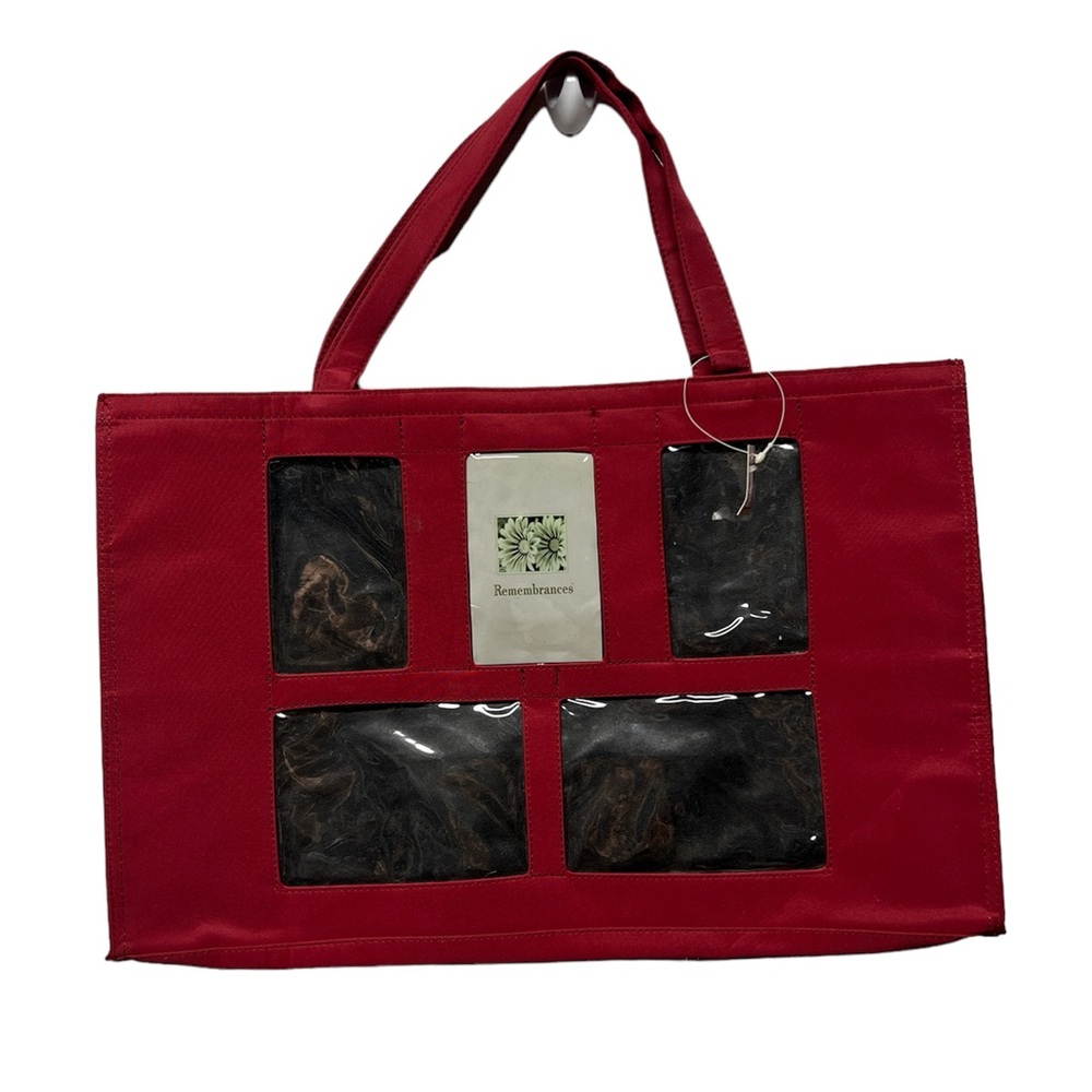 Red photo 5 pictures window tote bag NEW